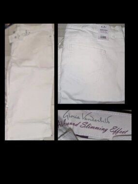 NWT Gloria Vanderbilt All Around Slimming White Denim Amanda Capri Jeans 24W